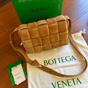 Authentic Bottega Veneta Padded Camel Suede Cassette